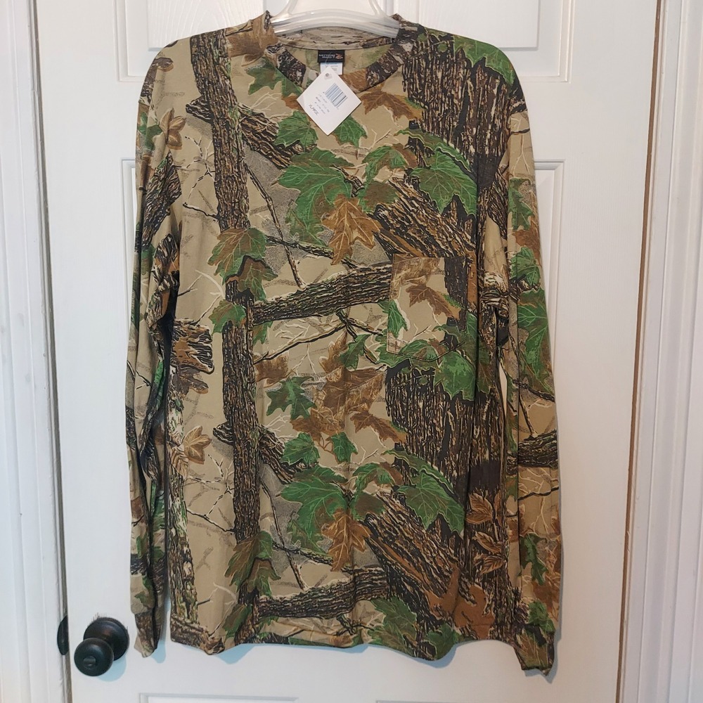Rattlers Brand Mens Camo Long Sleeve Pocket T-Shirt RT X-tra Brown XL 766 NWT
